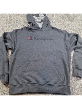 Champion Sweatshirt Adult Large Gray Pullover Fleece Spellout